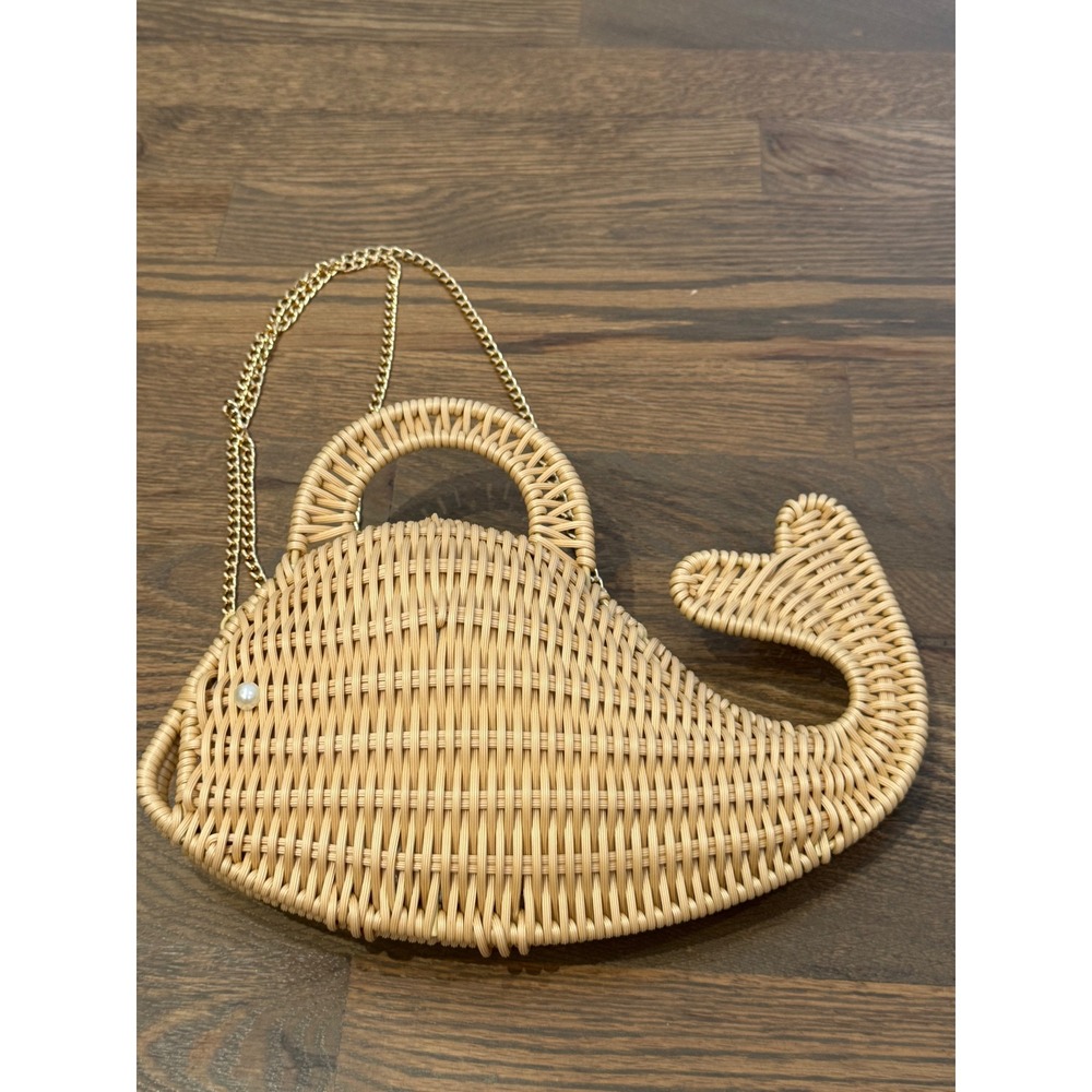 Tommy Bahama Whale Wicker Crossbody Bag Natural Wicker Pearl Eye WW0008 NEW - Picture 6 of 8